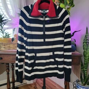Ralph Lauren Striped Quarter Zip Sweater